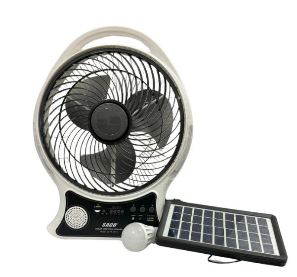 VENTILADOR SACO DE 14¨ RECARGABLE CON LUZ LED Y PANEL SOLAR - 04-FR-33710